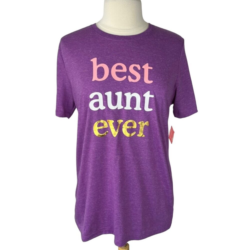 Celebrate Mothers Day Tshirt Womens Large Purple New Best Aunt Ever